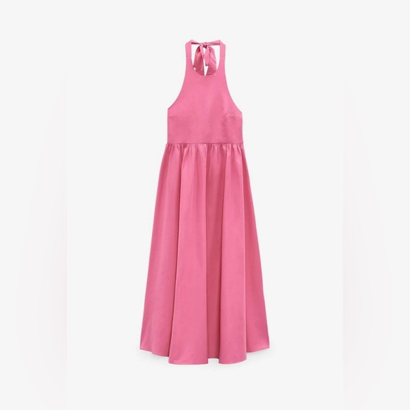 ZARA WOMAN POPLIN HALTER DRESS FUCHSIA | 0881/301/630 size XS - Picture 8 of 12